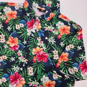 GREENSIDE GOLF POLO MENS XL FLORAL AOP PERFORMANCE TROPICAL ISLAND BEACH SUMMER